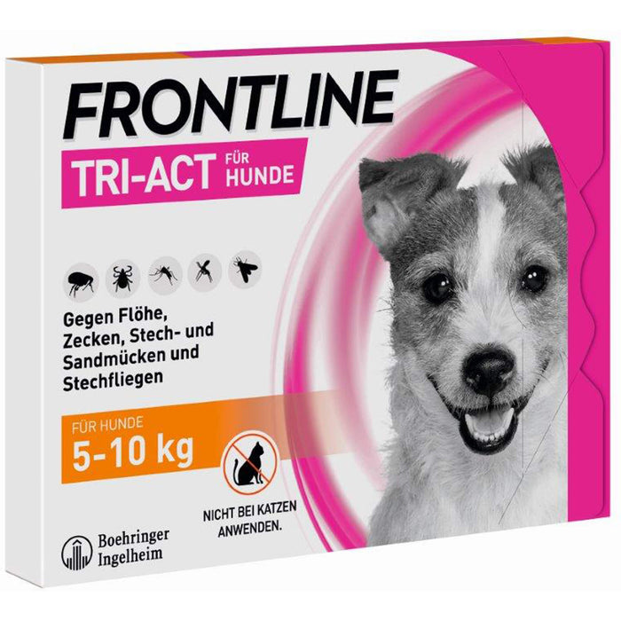 FRONTLINE Tri-Act Lösung gegen Zecken, Flöhe und fliegende Insekten beim Hund (5-10 kg), 3 pcs. Single dose containers