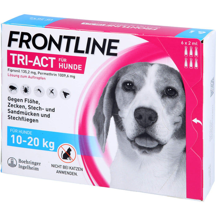 FRONTLINE TRI-ACT gegen Zecken, Flöhe und fliegende Insekten beim Hund (10-20 kg), 6 pcs. Single-dose pipettes