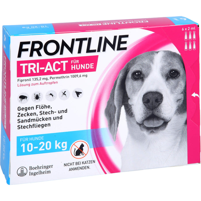 FRONTLINE TRI-ACT gegen Zecken, Flöhe und fliegende Insekten beim Hund (10-20 kg), 6 pcs. Single-dose pipettes