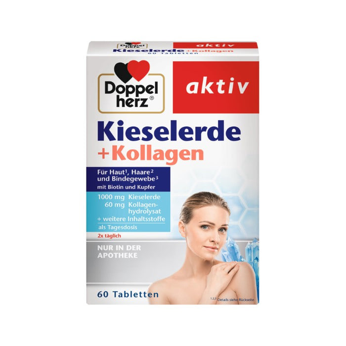 Doppelherz aktiv Kieselerde + Kollagen Tabletten für Haut, Haare und Bindegewebe, 60 St. Tabletten