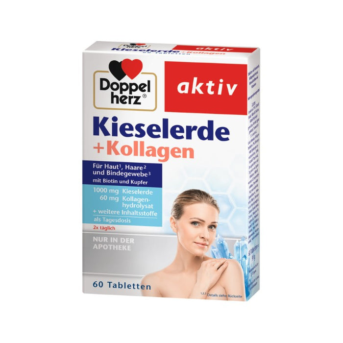 Doppelherz aktiv Kieselerde + Kollagen Tabletten für Haut, Haare und Bindegewebe, 60 St. Tabletten