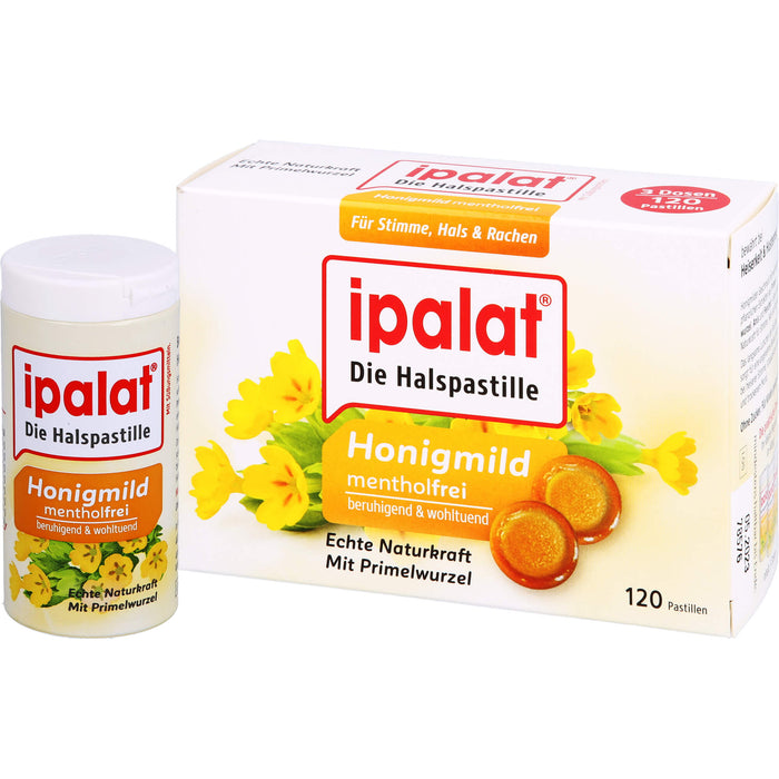 Ipalat Halspastillen honigmild o.Menthol zuckerfr., 120 pcs. Pastilles