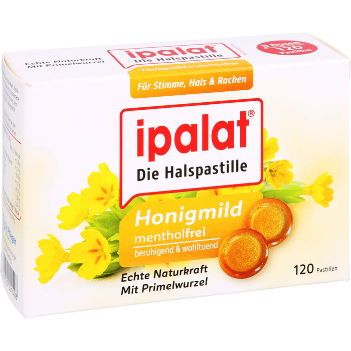 Ipalat Halspastillen honigmild o.Menthol zuckerfr., 120 pcs. Pastilles