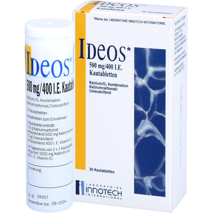 Ideos 500 mg / 400 I.E. Emra Kautabletten, 30 pc Tablettes