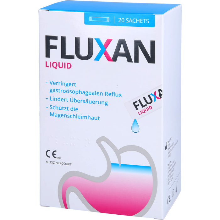Fluxan Liquid Sachet verringert gastroösophagealen Reflux und lindert Übersäuerung, 20 pc Sachets