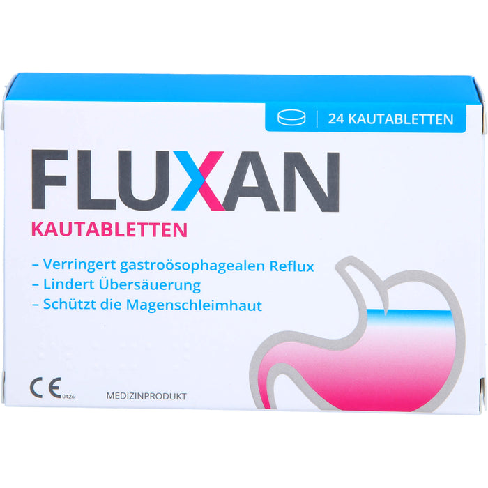 Fluxan Kautabletten verringert gastroösophagealen Reflux und lindert Sodbrennen, 24 St. Kautabletten