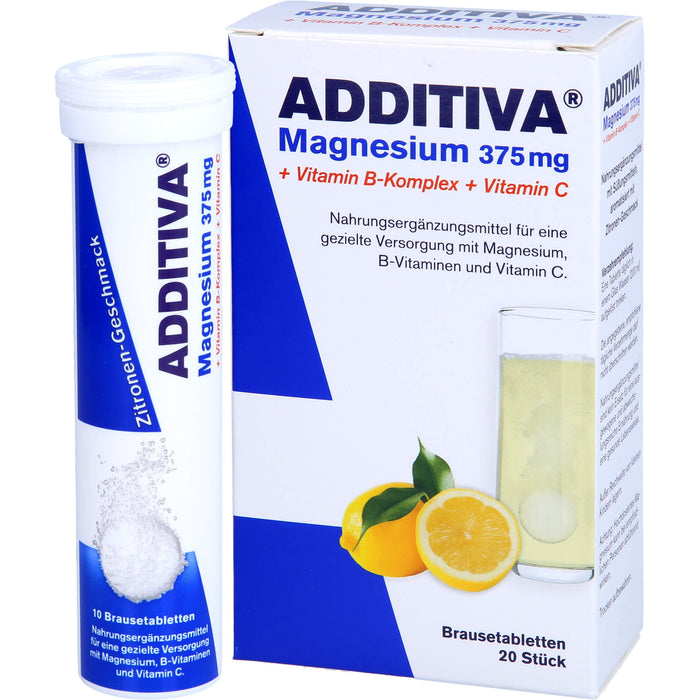 Additiva Magnesium 375 mg + Vitamin B Komplex + Vitamin C Brausetabletten, 120 g Brausetabletten