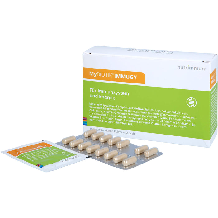 MyBIOTIK IMMUGY Kombipackung mit Pulver und Kapseln für Immunsystem und Energie, 15 pcs. Portions