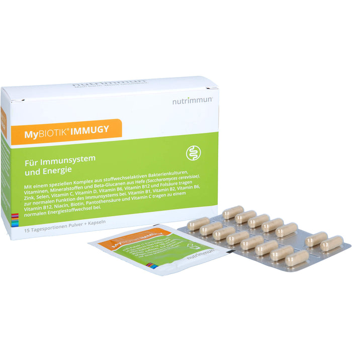 MyBIOTIK IMMUGY Kombipackung mit Pulver und Kapseln für Immunsystem und Energie, 15 pcs. Portions