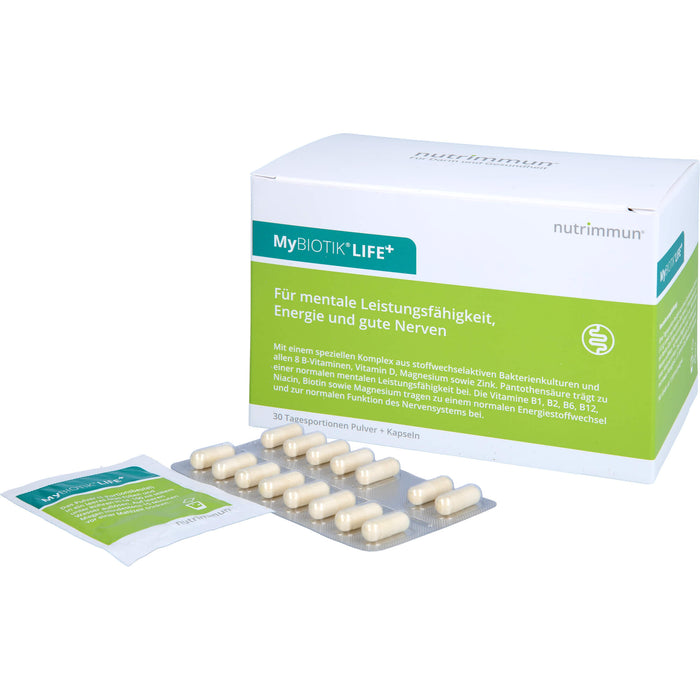 MyBiotik LIFE+ Kombipackung Pulver und Kapseln trägt zu einer normalen mentalen Leistungsfähigkeit bei, 30 pc Paquet combiné