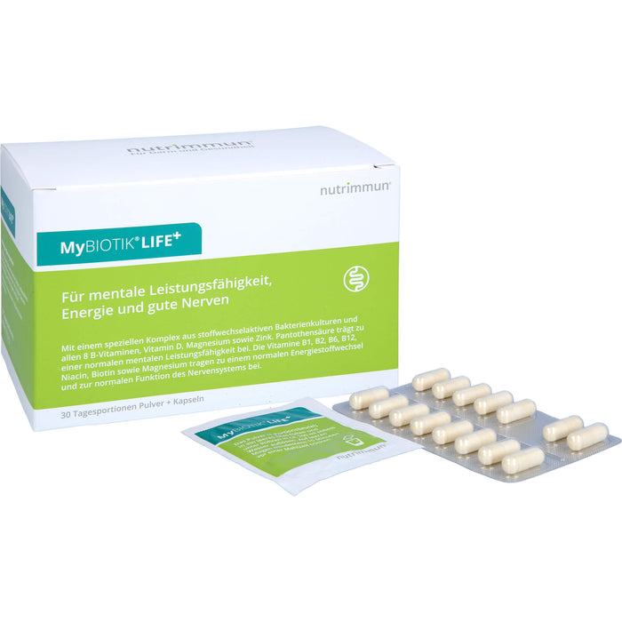 MyBiotik LIFE+ Kombipackung Pulver und Kapseln trägt zu einer normalen mentalen Leistungsfähigkeit bei, 30 St. Kombipackung