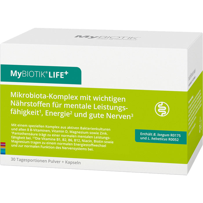 MyBiotik LIFE+ Kombipackung Pulver und Kapseln trägt zu einer normalen mentalen Leistungsfähigkeit bei, 30 pc Paquet combiné