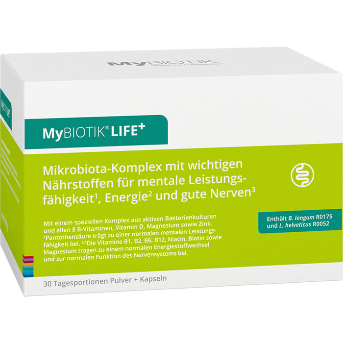 MyBiotik LIFE+ Kombipackung Pulver und Kapseln trägt zu einer normalen mentalen Leistungsfähigkeit bei, 30 pcs. Combipack