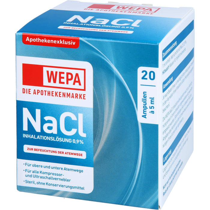 WEPA NaCl Inhalationslösung 0,9 % zur Befeuchtung der Atemwege, 20 pcs. Ampoules
