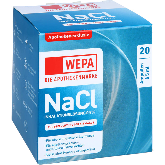 WEPA NaCl Inhalationslösung 0,9 % zur Befeuchtung der Atemwege, 20 pcs. Ampoules
