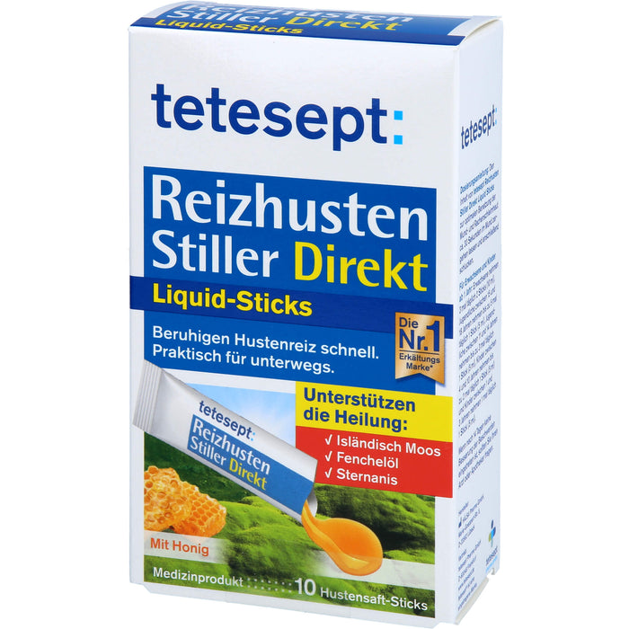 Tetesept Reizhusten Stiller Direkt Liquid Sticks beruhigen Hustenreiz, 10 pcs. Sticks