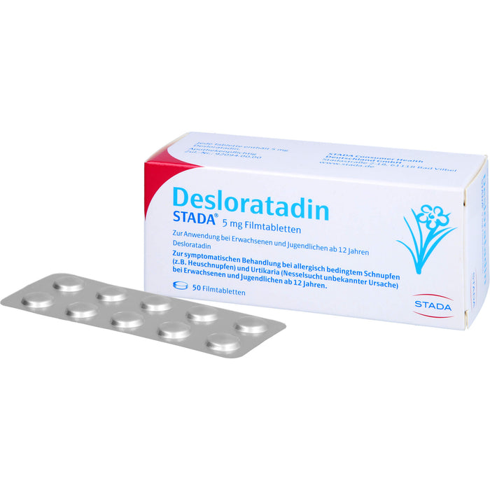 Desloratadin STADA 5 mg Filmtabletten zur symptomatischen Behandlung allergischer Erkrankungen, 50 pc Tablettes