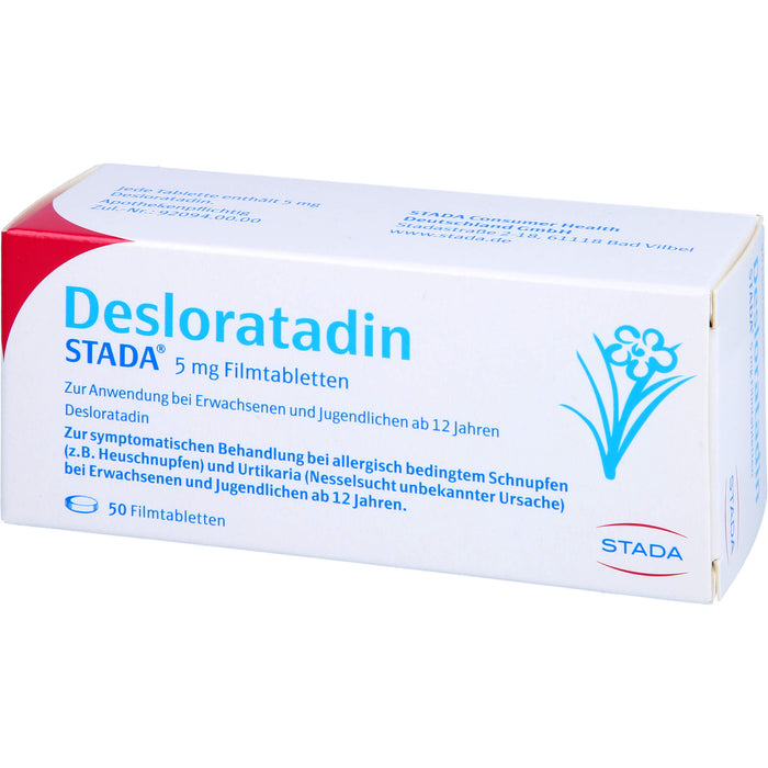 Desloratadin STADA 5 mg Filmtabletten zur symptomatischen Behandlung allergischer Erkrankungen, 50 pcs. Tablets