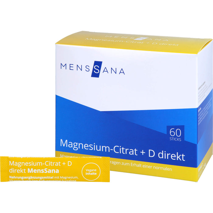 MENSSANA Magnesium-Citrat + D direkt Sticks trägt zum Erhalt einer normalen Muskelfunktion bei, 60 pc Paquet combiné