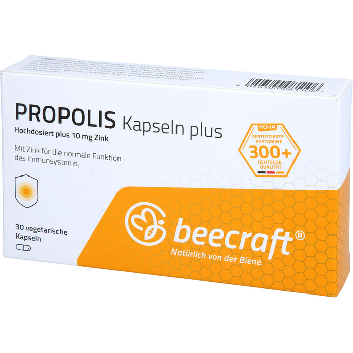 Beecraft Propolis Kapseln Plus für das Immunsystem bei Erkältung, Stress und körperlichen Belastungen, 30 pc Capsules