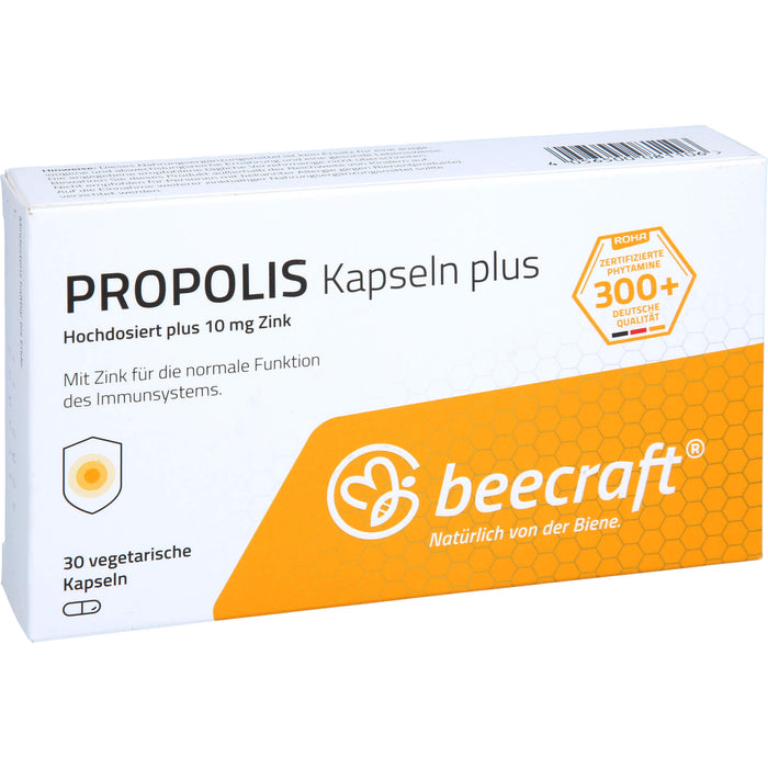 Beecraft Propolis Kapseln Plus für das Immunsystem bei Erkältung, Stress und körperlichen Belastungen, 30 pc Capsules