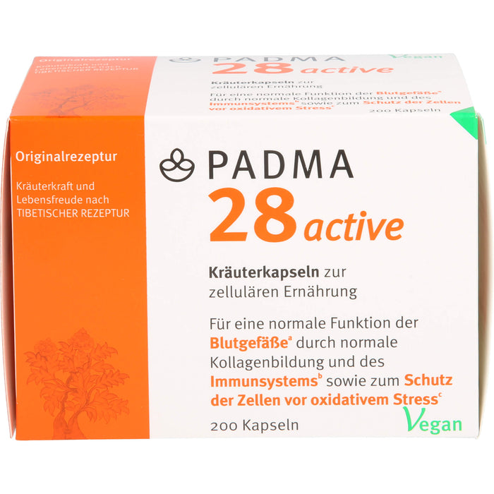 PADMA 28 active Kapseln für eine normale Funktion der Blutgefäße durch normale Kollagenbildung, 200 St. Kapseln