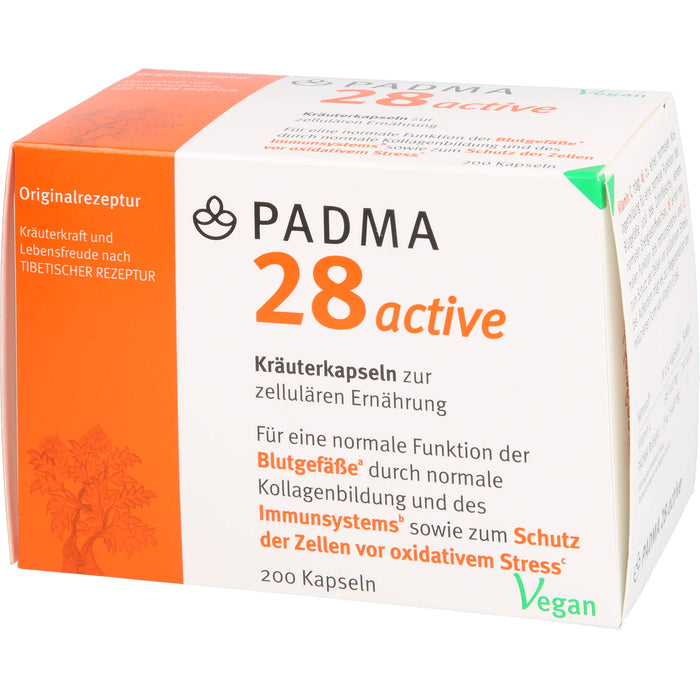 PADMA 28 active Kapseln für eine normale Funktion der Blutgefäße durch normale Kollagenbildung, 200 St. Kapseln