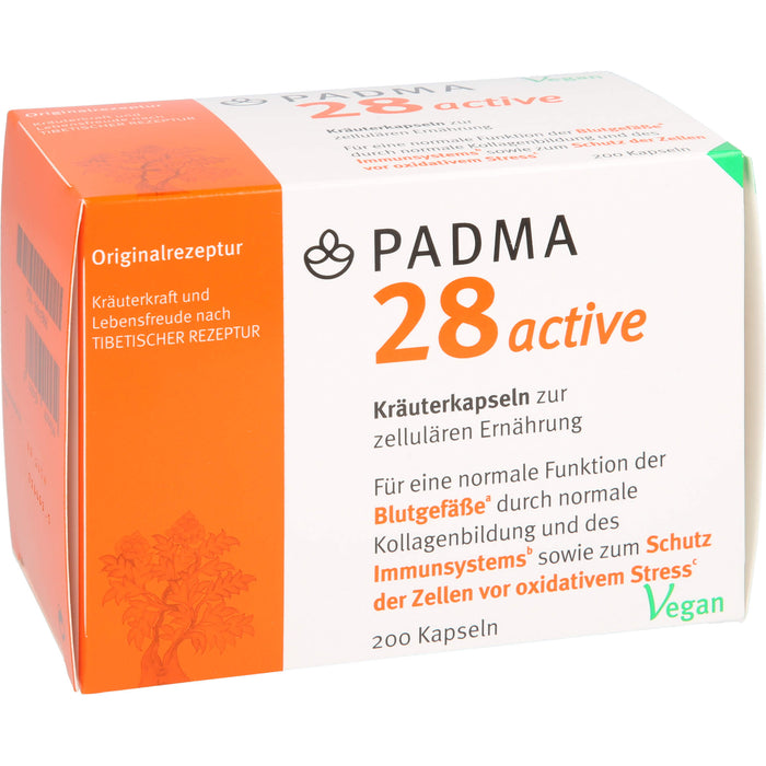 PADMA 28 active Kapseln für eine normale Funktion der Blutgefäße durch normale Kollagenbildung, 200 pcs. Capsules