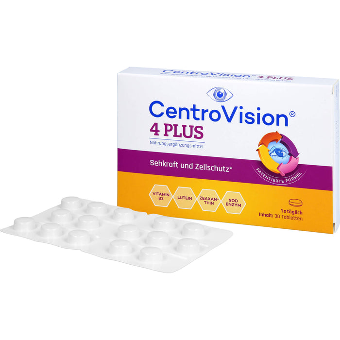 CentroVision 4 Plus Tabletten für Sehkraft und Zellschutz, 30 pc Tablettes