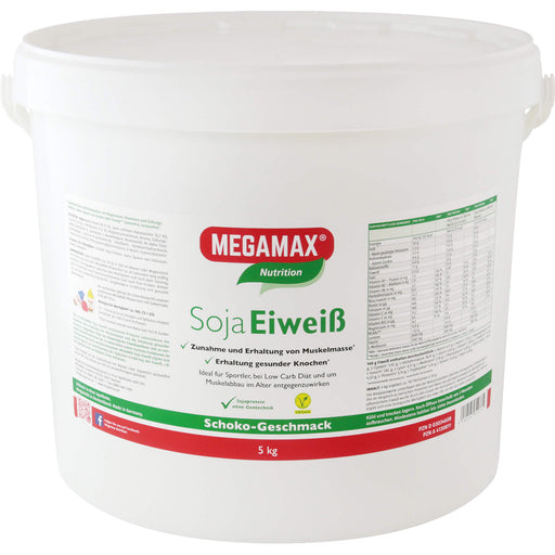 MEGAMAX Nutrition Soja Eiweiß Pulver Schoko-Geschmack, 5000 g Pulver