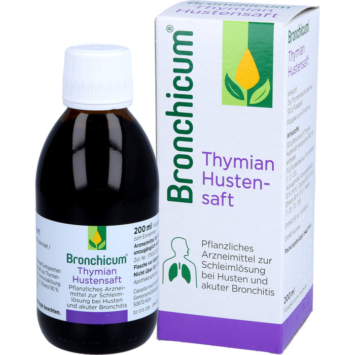 Bronchicum Thymian Hustensaft zur Schleimlösung bei Husten und akuter Bronchitis, 200 ml Solution