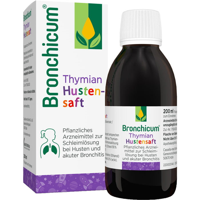 Bronchicum Thymian Hustensaft zur Schleimlösung bei Husten und akuter Bronchitis, 200 ml Solution