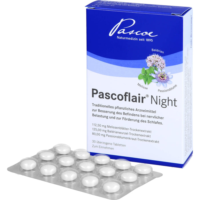 Pascoflair Night Tabletten bei nervlicher Belastung und zur Förderung des Schlafes, 30 pc Tablettes