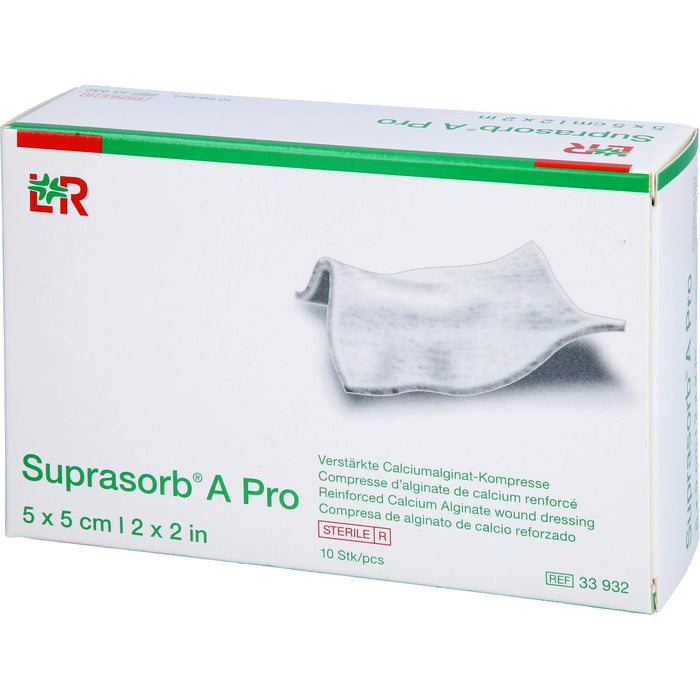 Suprasorb A Pro verstärkte Calciumalginat Kompresse 5 x 5 cm steril, 10 pc Compresses