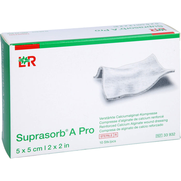 Suprasorb A Pro verstärkte Calciumalginat Kompresse 5 x 5 cm steril, 10 pc Compresses