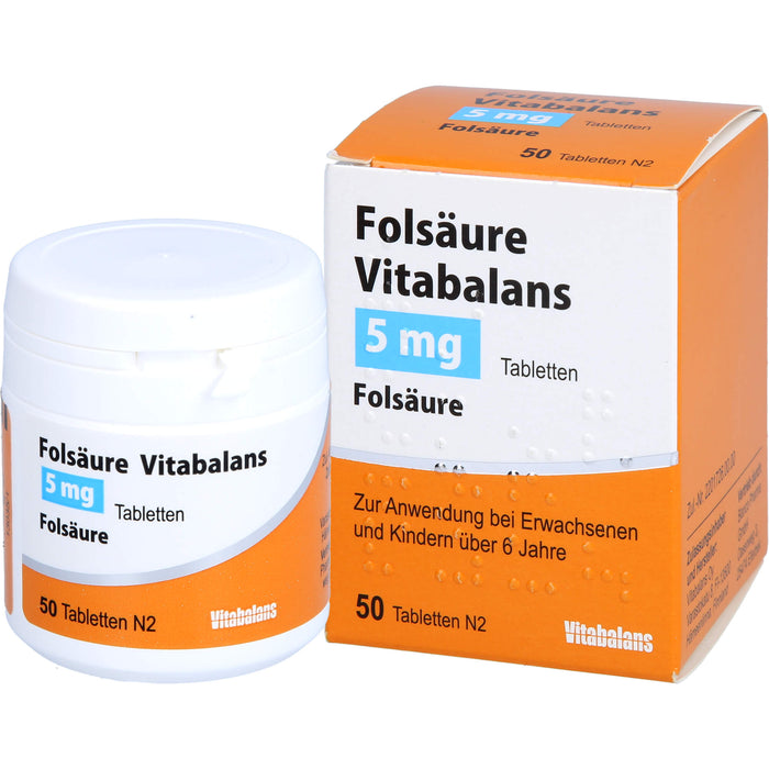 Vitabalans Folsäure 5 mg Tabletten, 50 pc Tablettes