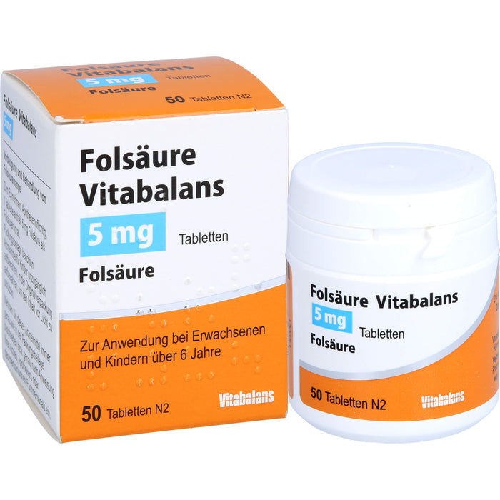 Vitabalans Folsäure 5 mg Tabletten, 50 pc Tablettes