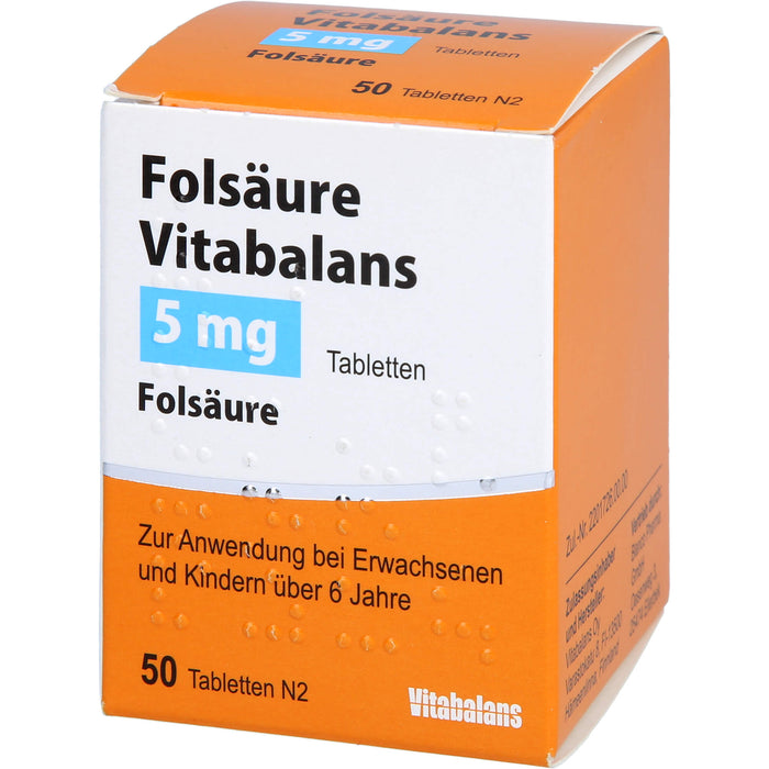 Vitabalans Folsäure 5 mg Tabletten, 50 pc Tablettes