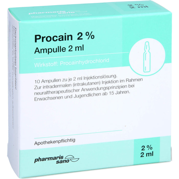 Procain pharmarissano 2 % Injektionslösung, 10 St. Ampullen