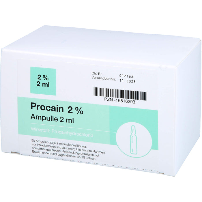 Procain pharmarissano Ampulle 2%, 2 ml Ampulle, 100 ml Lösung