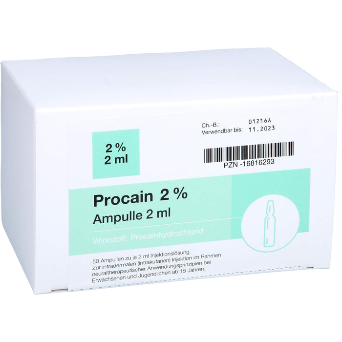 Procain pharmarissano Ampulle 2%, 2 ml Ampulle, 100 ml Lösung