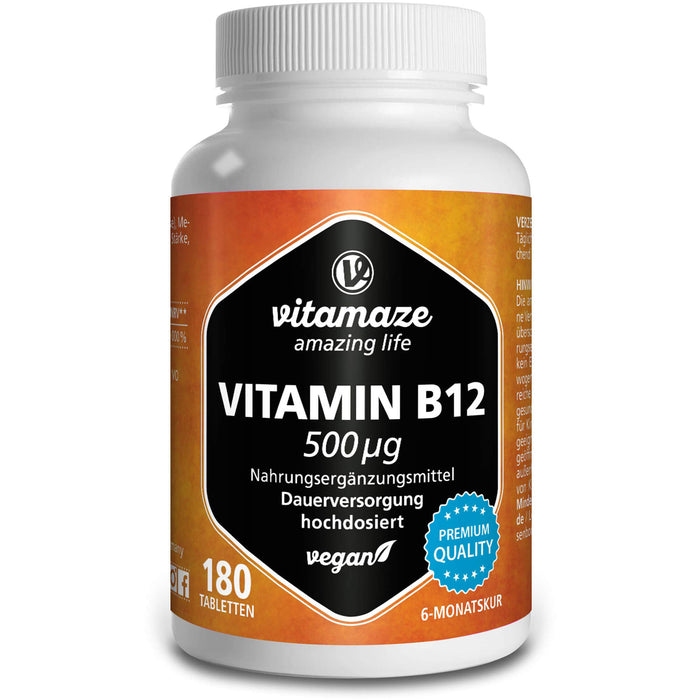 Vitamin B12 500 ug hochdosiert vegan, 180 St TAB