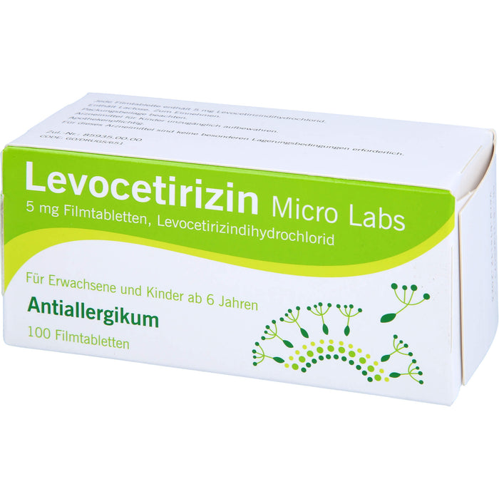 Micro Labs Levocetirizin 5 mg Filmtabletten bei Allergien, 100 pc Tablettes