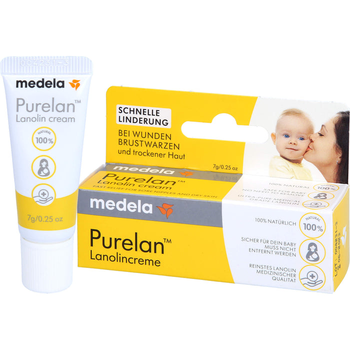 Medela Purelan Brustwarzensalbe aus 100% Lanolin, 7 g Onguent