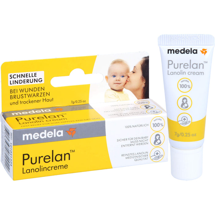 Medela Purelan Brustwarzensalbe aus 100% Lanolin, 7 g Onguent