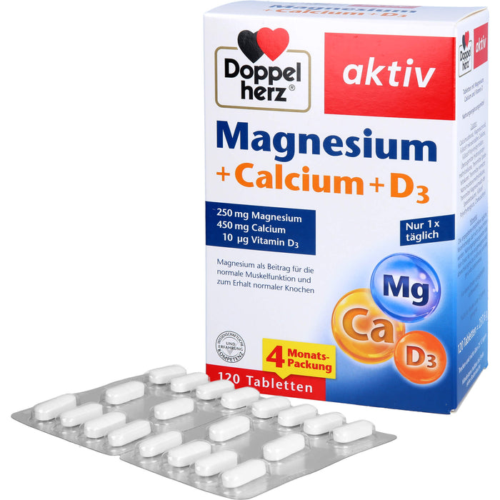 Doppelherz aktiv Magnesium + Calcium + D3 Tabletten, 120 pcs. Tablets