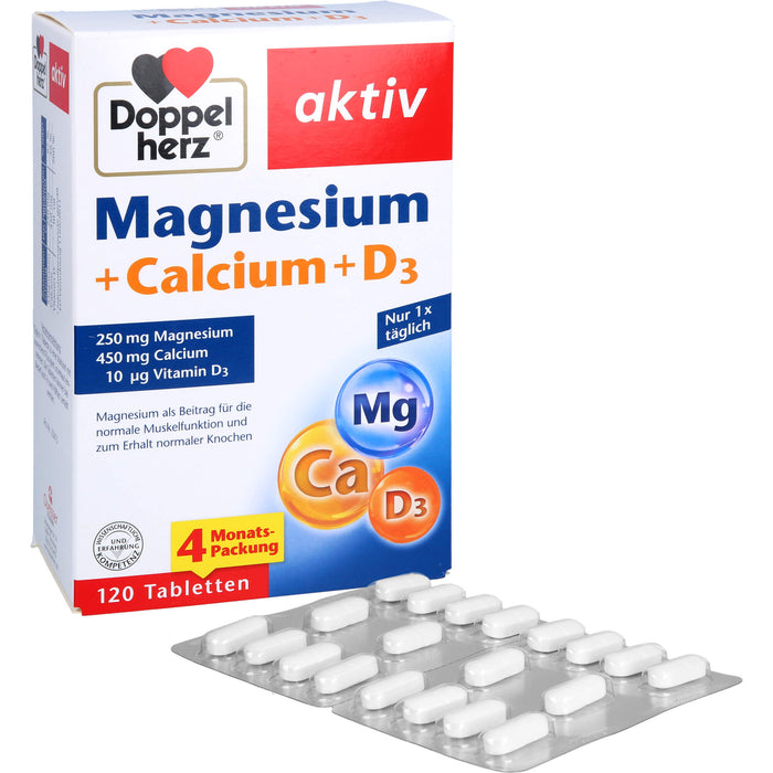 Doppelherz aktiv Magnesium + Calcium + D3 Tabletten, 120 pcs. Tablets
