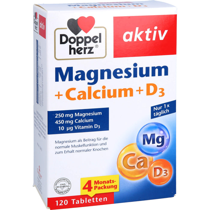 Doppelherz aktiv Magnesium + Calcium + D3 Tabletten, 120 pcs. Tablets