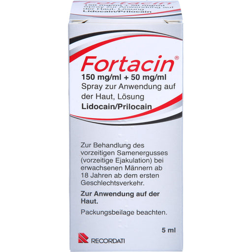 Fortacin 150 mg/ml Lidocain 50 mg/ml Prilocain Spray zur Behandlung von vorzeitigem Samenerguss bei erwachsenen Männern, 5 ml Lösung