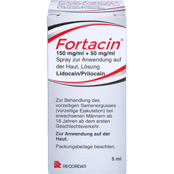 Fortacin 150 mg/ml Lidocain 50 mg/ml Prilocain Spray zur Behandlung von vorzeitigem Samenerguss bei erwachsenen Männern, 5 ml Lösung